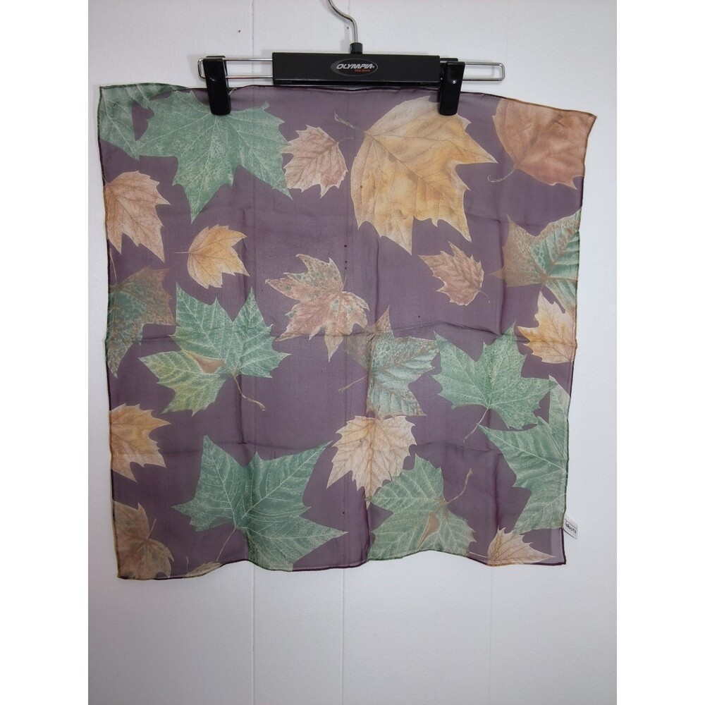 Talbots Pur[le & Green Leaf Silk Square Scarf